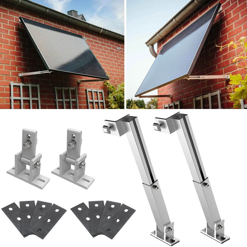 Solar Panel Bracket Adjustable 36~68cm Solar Holder End Clamp Kit 36cm Stand Length B-D 15-30 Degrees For Flat Roof Mounting