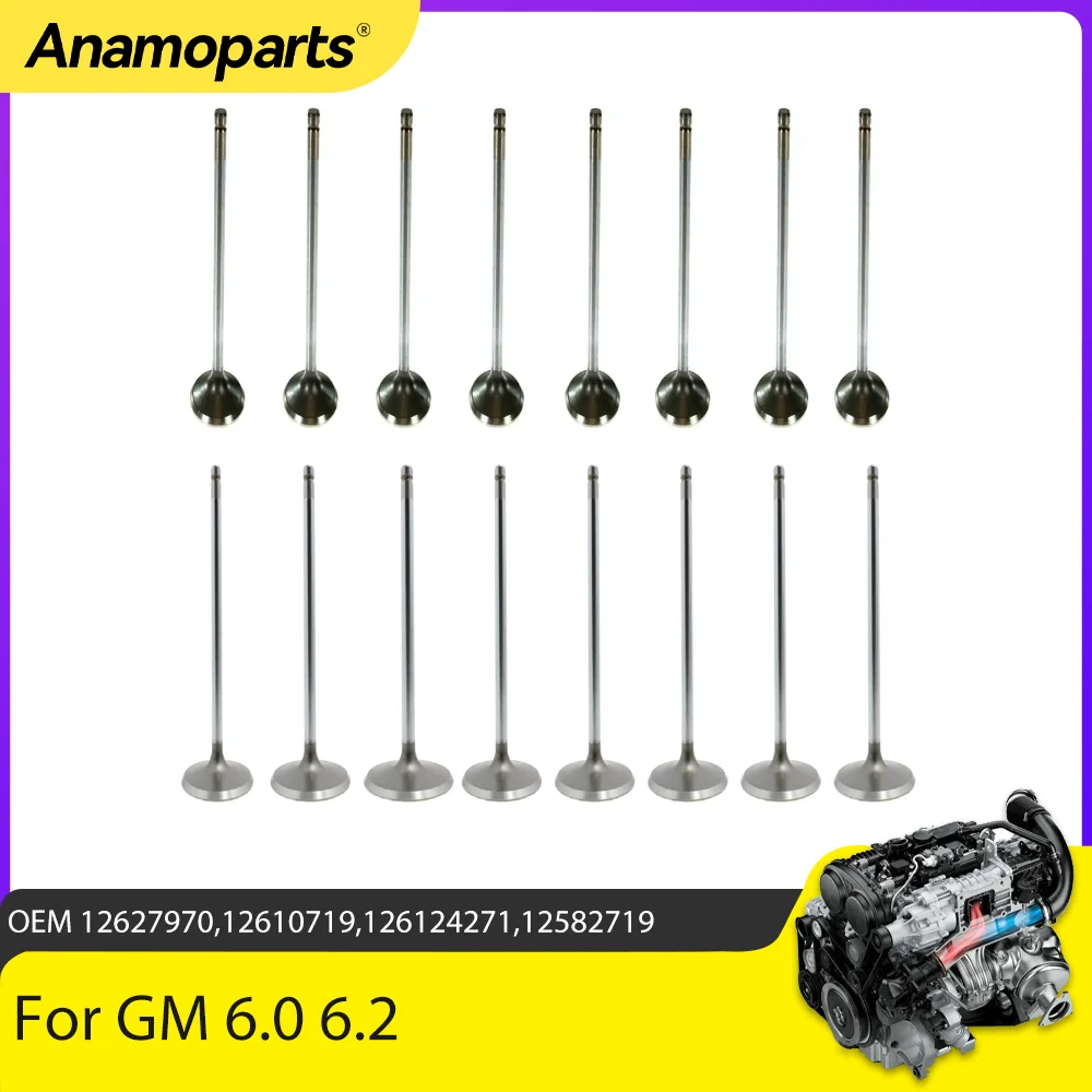 Engine Parts Intake & Exhaust Valves Set Fit 6.0 6.2 For GM 6.0 6.2 12627970 12610719 126124271 12582719