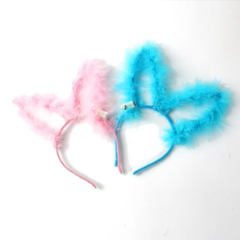 2pcs Women Girl Glow Cat Bunny Ear Horn Hairband Light Up Flash Flower Headband LED Neon Birthday Wedding Party Supplies