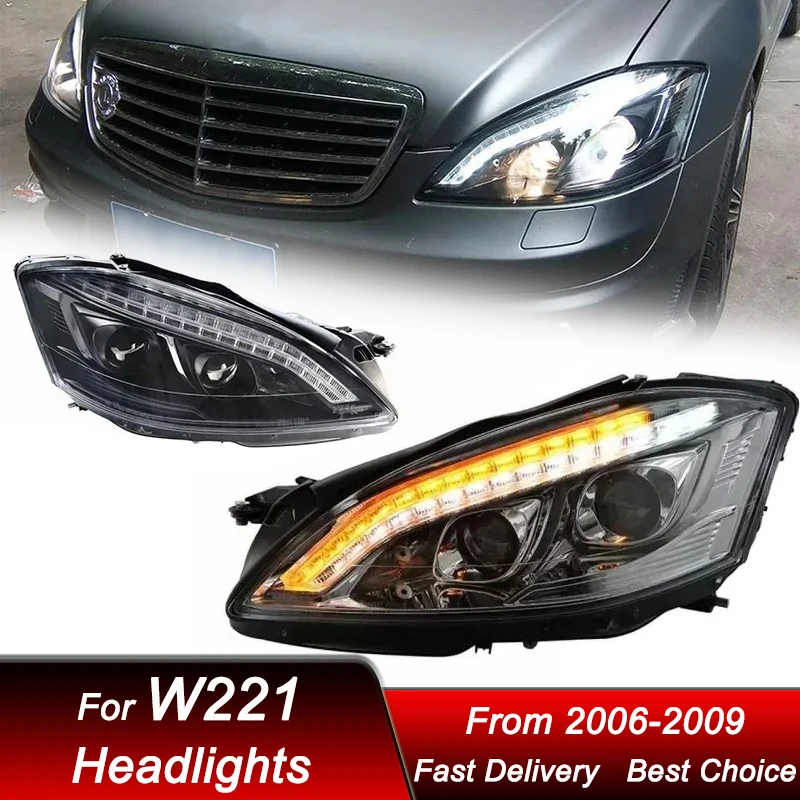 Car Headlights For Mercedes-Benz S class W221 S300 S350 S500 2006-2009 LED Auto Headlamp Assembly Projector Lens Accessories Kit