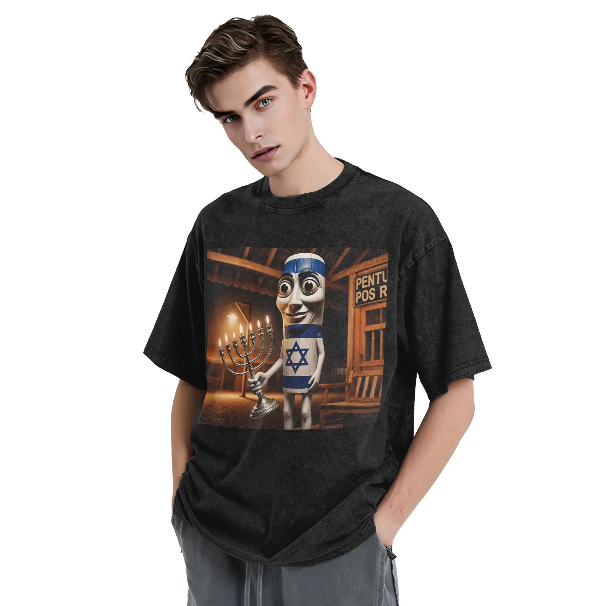 Tung Tung Tung Sahur Jewish Italian Brainrot Meme Washed T Shirt Streetwear T-Shirt  Tees Tops for Men Women Short Sleeve