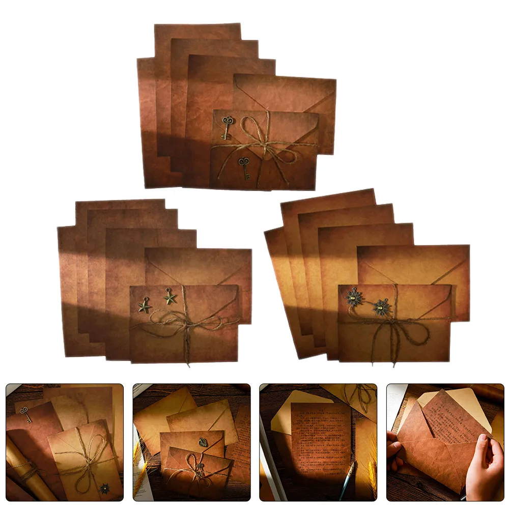 

6Sets Vintage Kraft Blessing Card Envelopes Simple Use for Wedding Birthday Festival Party Decorative Invitation Envelope