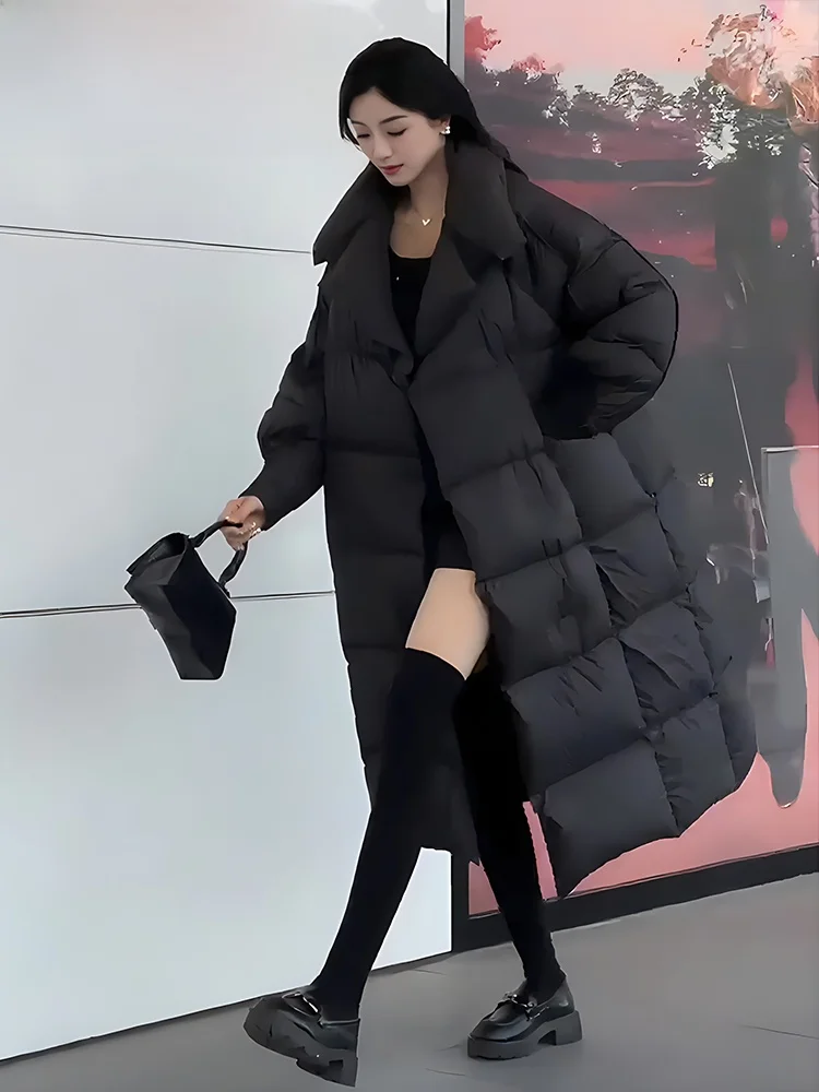 

2024 Winter New Faionable Versatile Thiened Floing Large Collar White Du down Jaet Women's Trendy Commute Sle