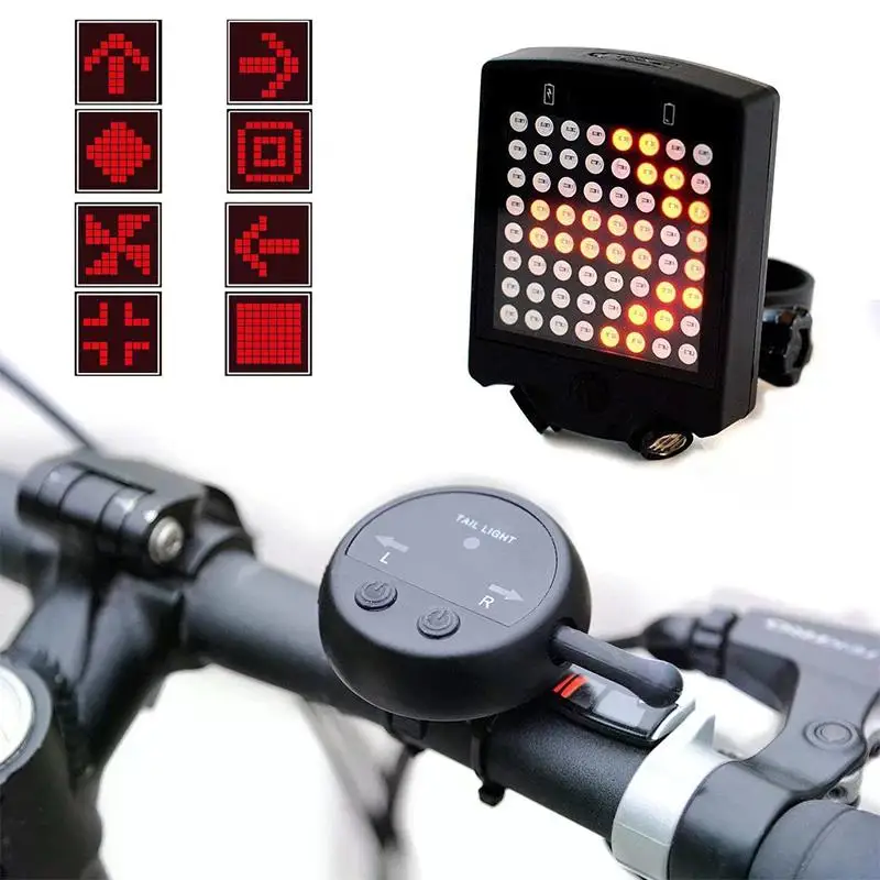 Bike Wireless Warning Tail Light Bike Turn Signal for Bicycle Tail Light Remote Bicycle Lights LED USB Rechargeable Bicycle Lamp