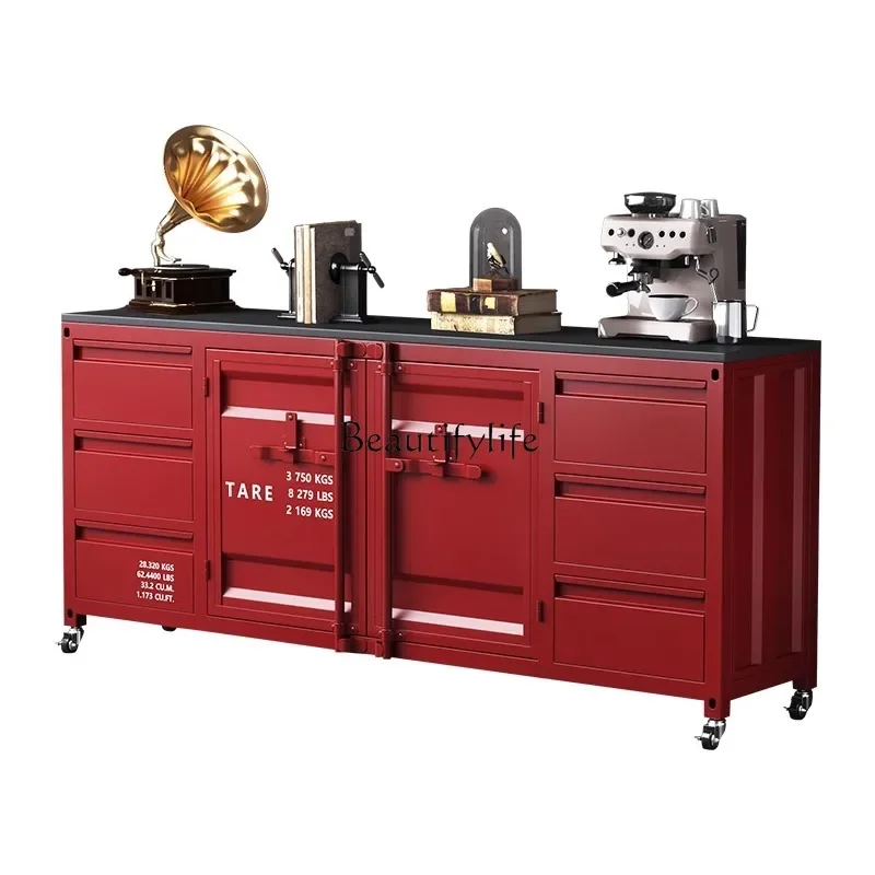 LXIndustrial Style Retro Sideboard Cabinet Solid Wood Multi-Functional Creative Storage Cabinet Restaurant Preparation CabinetSS