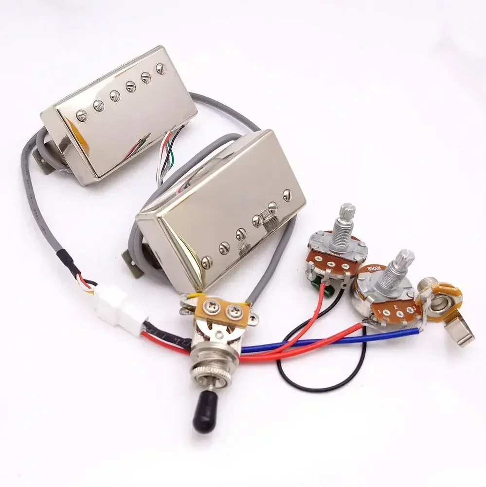 

Hot sale in the store 498R and 498T Set Guitar Humbucker Pickup 50/50mm with 4Conductor Wiring Harness for LP Style Guitar Parts