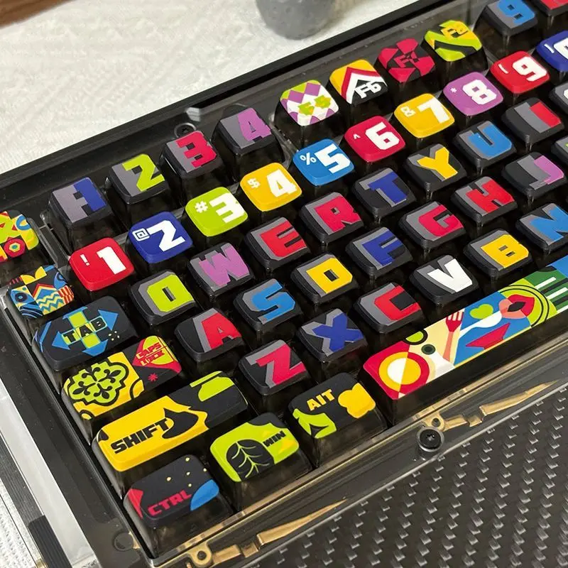 Colorful Lingyun Original Theme Four-sided Transparent SAX Keycap Customized Universal PBT + PC Sublimation Keyboard Cap