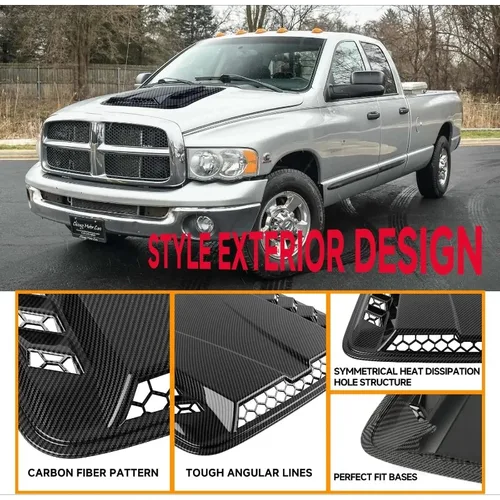 Imagen 2 del producto Pala y rejillas de ventilación universales para capó automotriz para camiones compatibles con Dodge Ram 1500 2500 Ford F250 F350 Jeep Wrangler