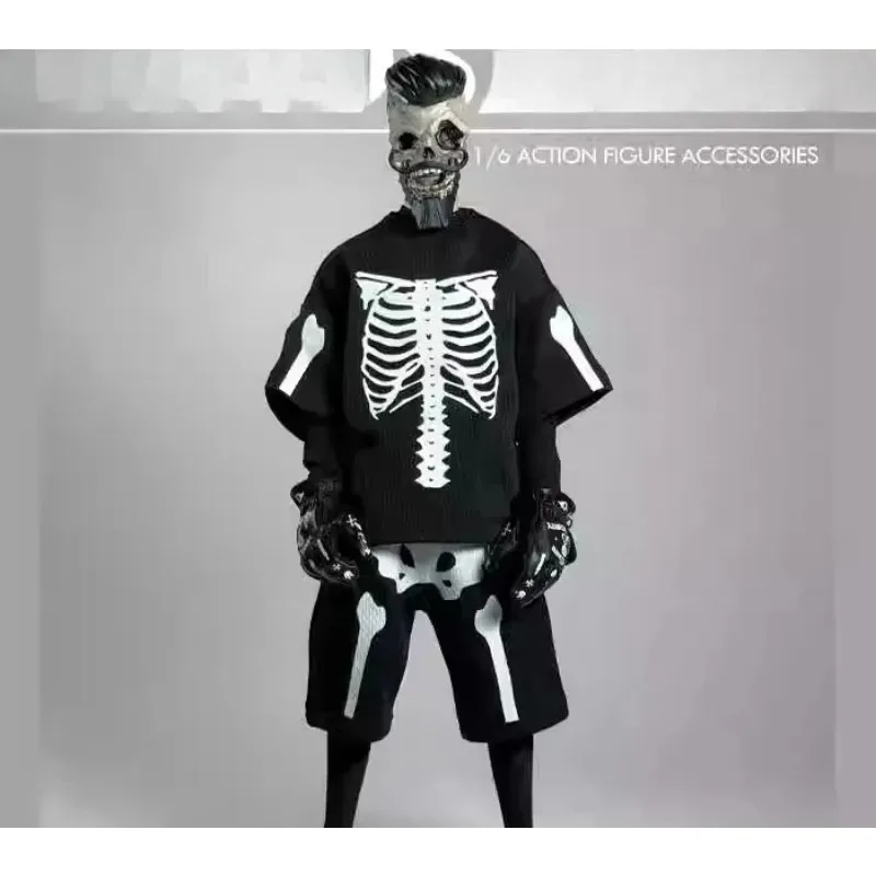 1/6 escala brinquedos moda na moda preto impresso camiseta shorts modelo de roupas para 12 ''masculino/feminino figuras de ação decoração do corpo