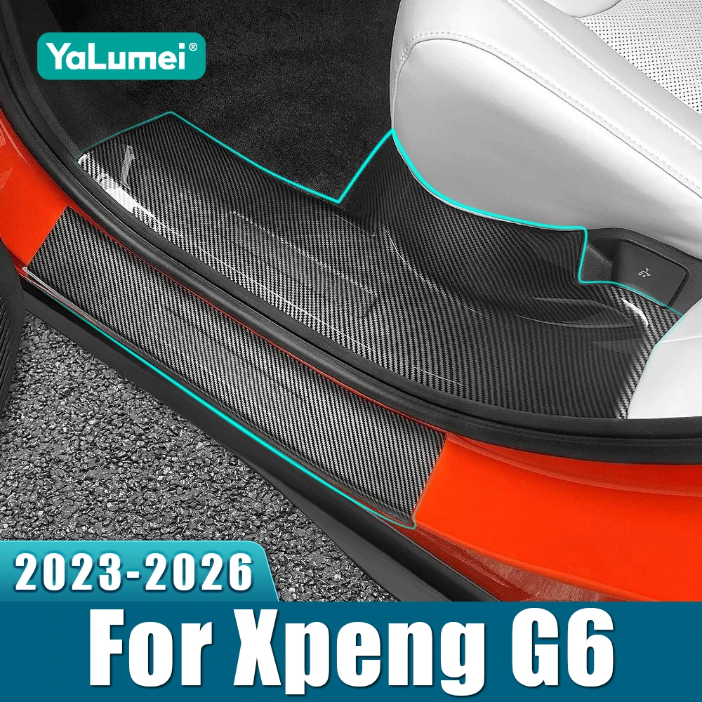 For Xpeng G6 2023 2024 2025 2026 ABS Car Door Sill Welcome Scuff Plate Anti-Scratch Kick Cover Trim Pedal Sticker Accessories
