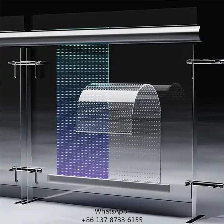 

Led Transparent Film Screen Flexible Transparency Crystal Flexible Windows Self Adhesive For Shopping Mall Glass