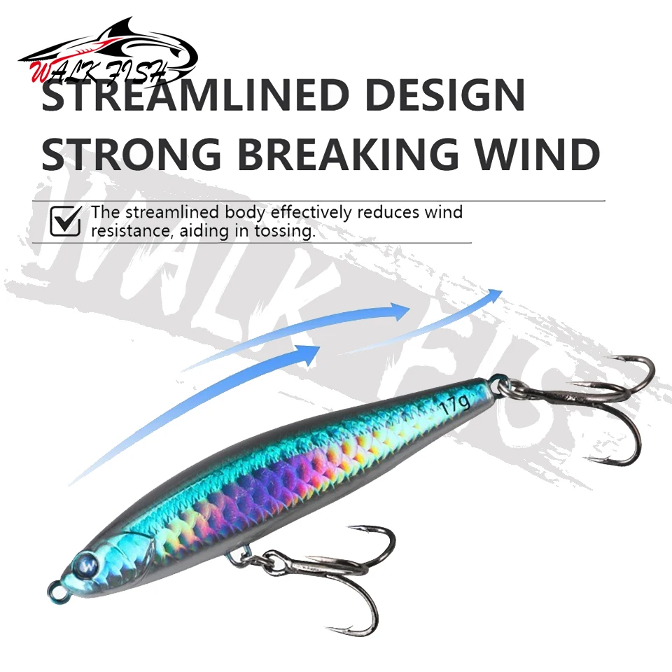 WALK FISH 1 Stück 12g-28g Sinkender Weitwurf-Pencil-Hardbait, Stickbait-Wobbler für Salzwasser, Meerbarsch, Forelle, Hecht, Angelzubehör – Detail 8