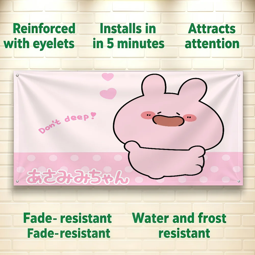 Cute A-Asamimichan Cartoon flag For Room Dorm Camping Picnic Art Style Garage Bar wall Decoration Banner