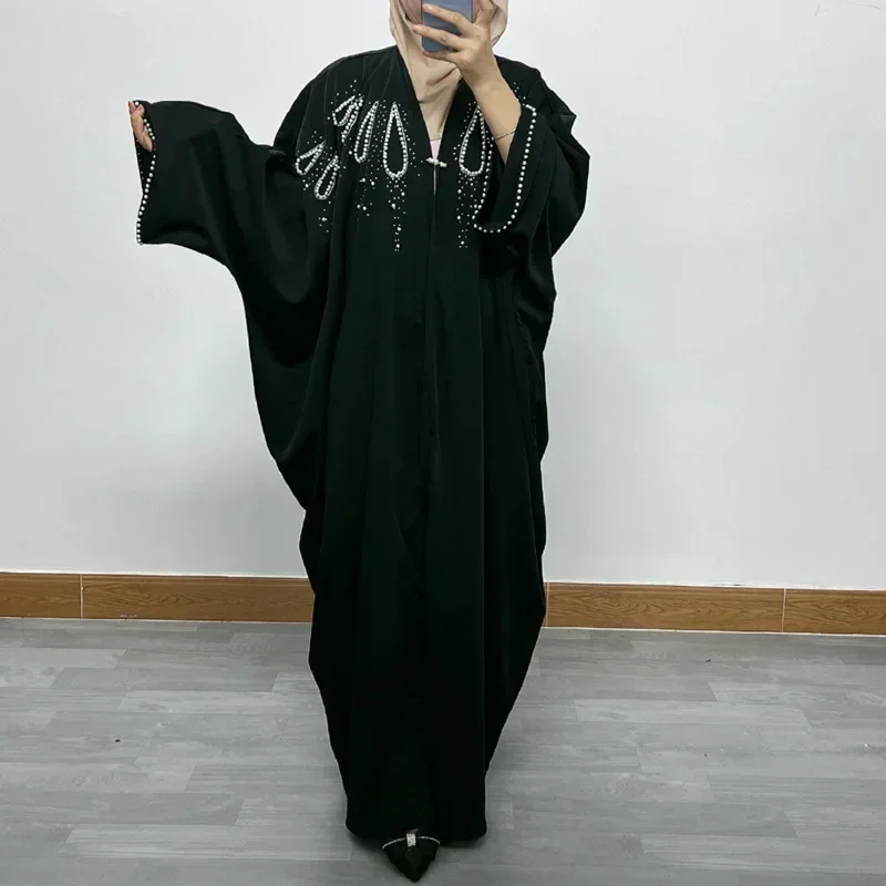 

Women Eid Muslim Open Abaya Ramadan Morocco Cardigan Dubai Batwing Loose Diamonds Abayas Kaftan Vestidos Arab Long Robe