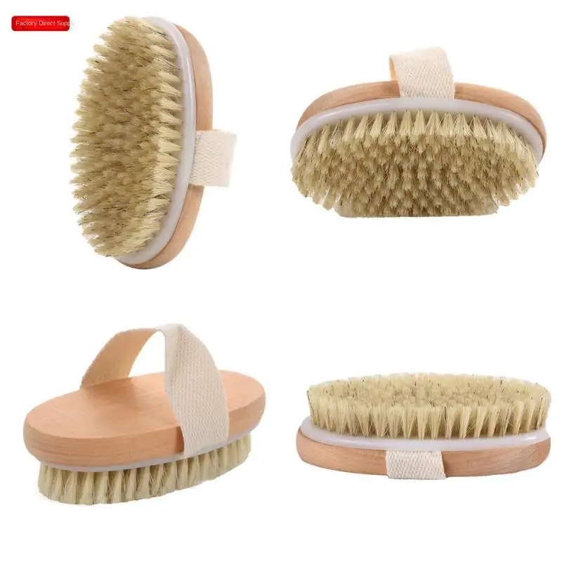 2 In 1 Dry Skin Body Brush Natural Bristle Dead Skin Remover Anti Cellulite Exfoliates Blood Circulation Health Massage Tools