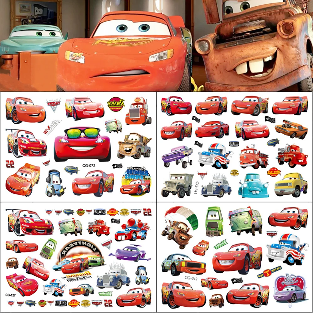 Disney Cartoon Cars Tattoos Children Arms Face Body Art Fake Tattoos Temporary Kids Stickers DIY Tattoo Boys Girls Toys Gifts