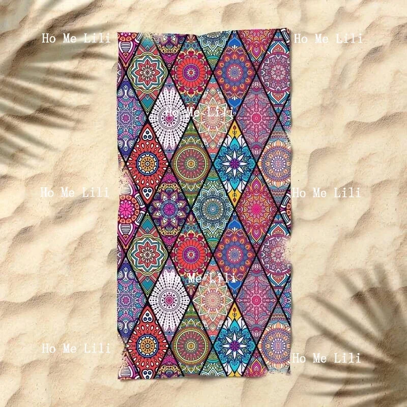 Retro Geometry Brand New Extra Large Beach Towel Quick Drying For Sports Travel Summer