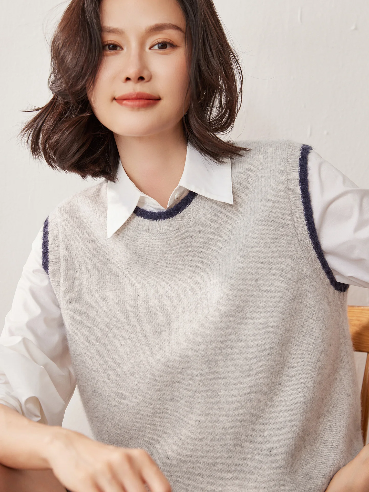 

Thiened Heavyweight Camere Knitted Sweater Vest Women's Autumn Winter round Ne Svel Pullover Soft Blend Long Sve