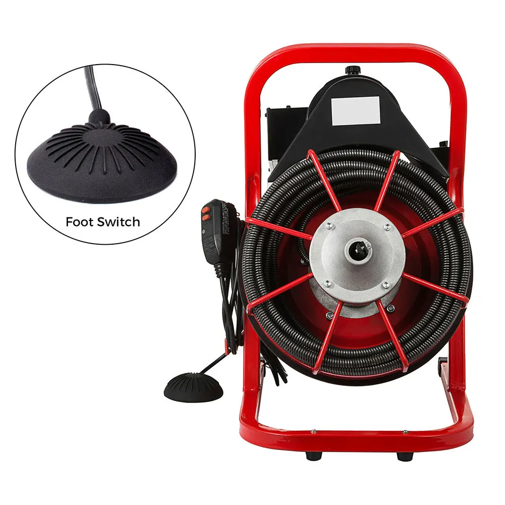 Commercial 100ft Electric Drain Auger Best High Pressure Pipe Electric Drain Snake Portable Drain Cleaner
