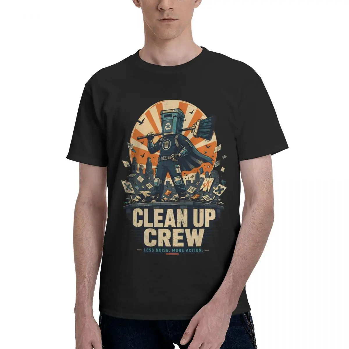 Men Vote Count Binface Clean Up Crew T Shirt Streetwear Cotton Crewneck T Shirts