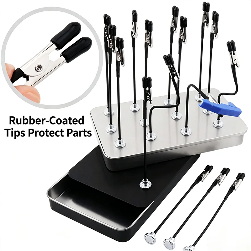 Magnetically Welded Third Hand Metal Clip Bent Set Flexible PCB Support Tool Steady Anti-drop DIY Electronic Maintenance Welding