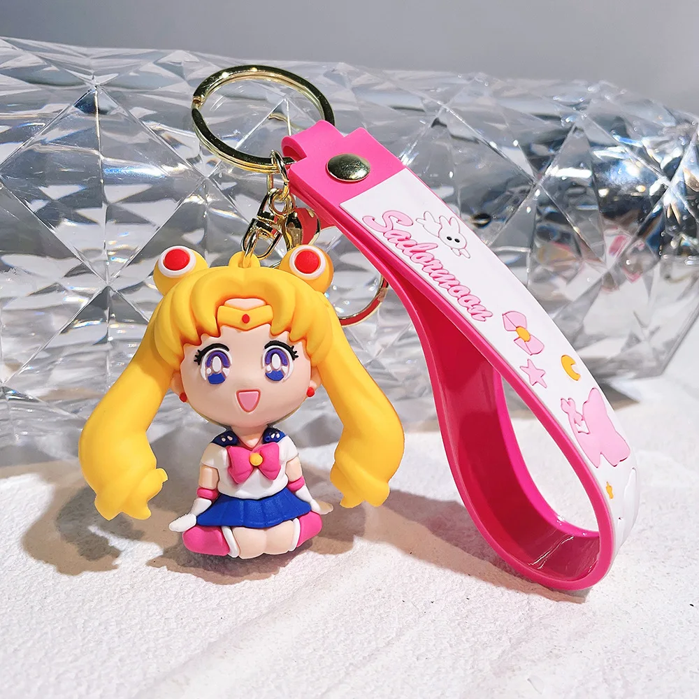 Anime Sailor Moon Keychain Fashion Jewelry Resin Action Figures PVC Key Ring Bag Pendant - view 5