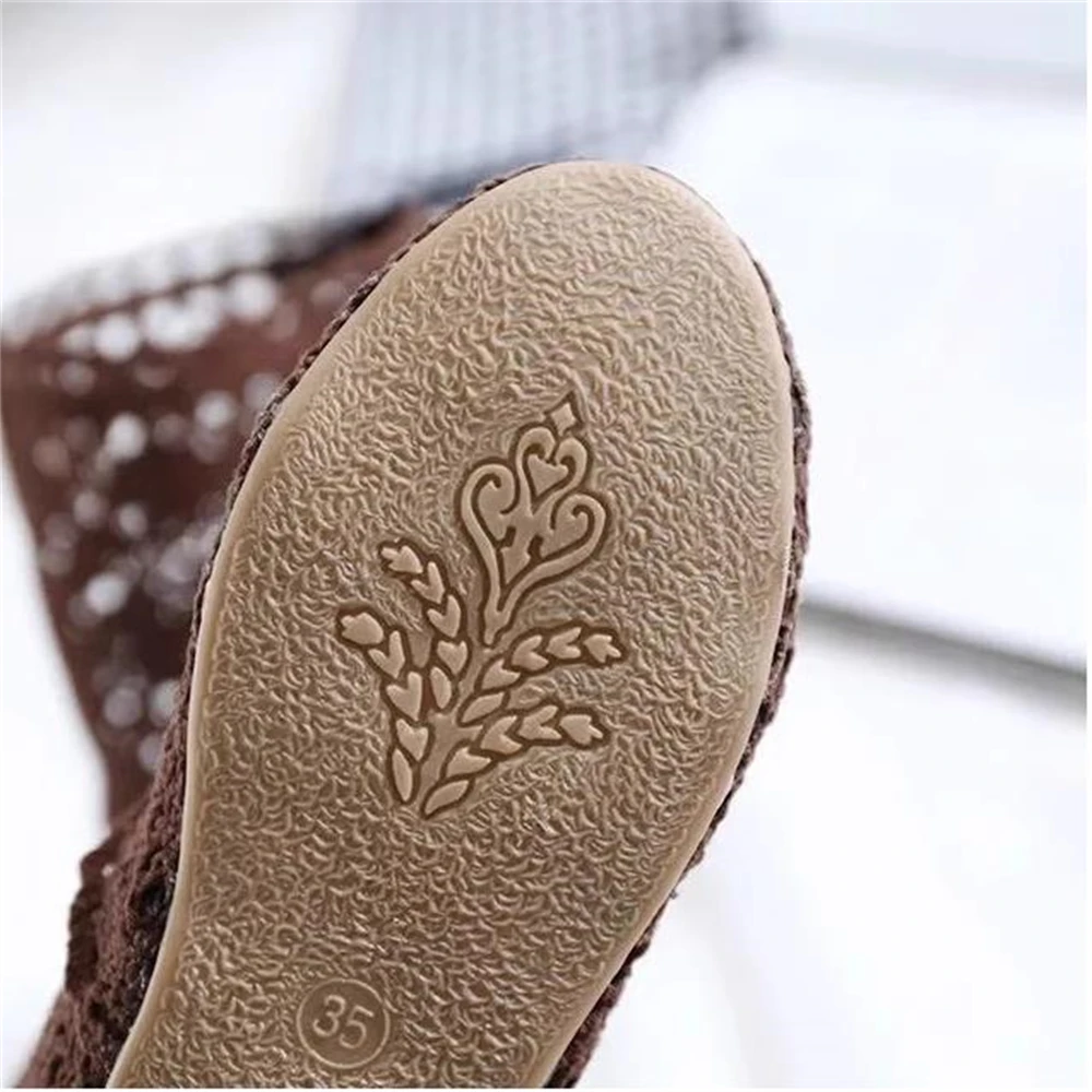 2024 new shoes lace hollow crochet boots XL hollow fashion women\'s boots Beef tendon base Crochet summer breathable boots 34-41