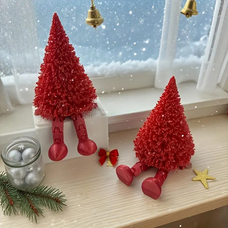 3D Printed Christmas Tree Figurine Eco Friendly Movable Joints Multiple Colors Perfect For Xmas Home Decor Holiday Gifts