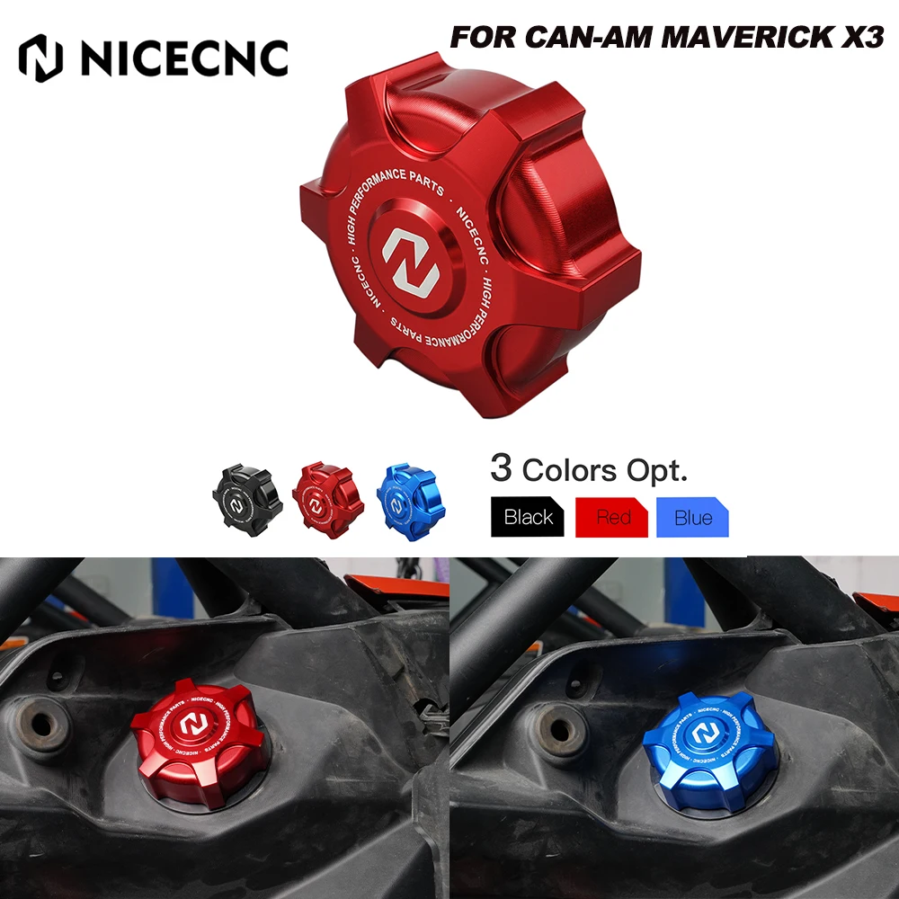 NiceCNC UTV For Can-Am Maverick X3 Max R 4x4 XDS XMR XRC XRS Turbo DPS Gas Fuel Cap Plug Guard Aluminum Accessories Black Red