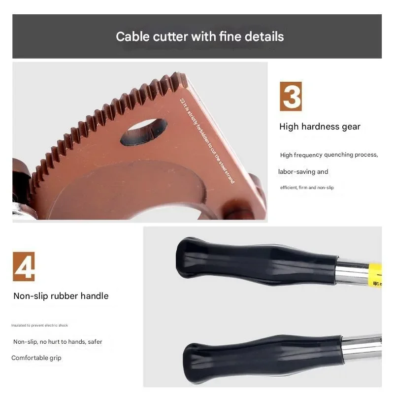 Tagliacavi a cricchetto applicabile ai cavi con diametri entro 3 cm/5 cm/7 cm/9 cm/10 cm/13 cm per tagliacavi manuale conduttore AL/CU