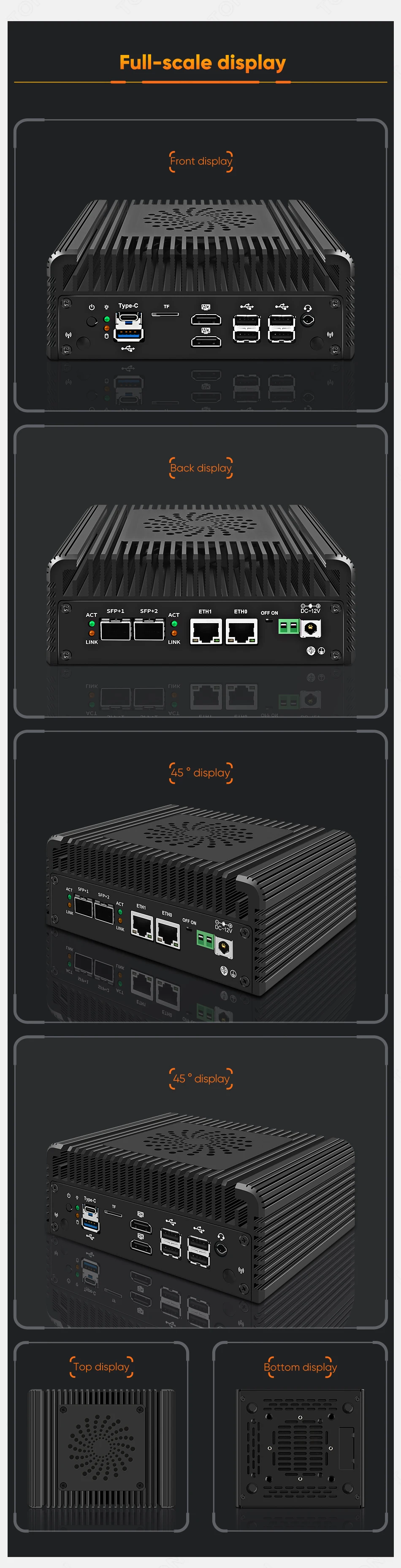 Topton Solid Firewall PC Computer Intel N150 N100 2x10G SFP or 2x10G 2x2.5G LAN Type-C 2xNVMe+SATA NAS Mini PC Home Lab Server