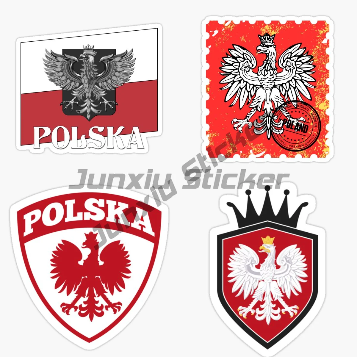MADE IN POLAND Polish White Eagle Map Personality Sticker Decal Moroccan Self Adhesive Vinyl Flag Car Camper Pickup Decoration