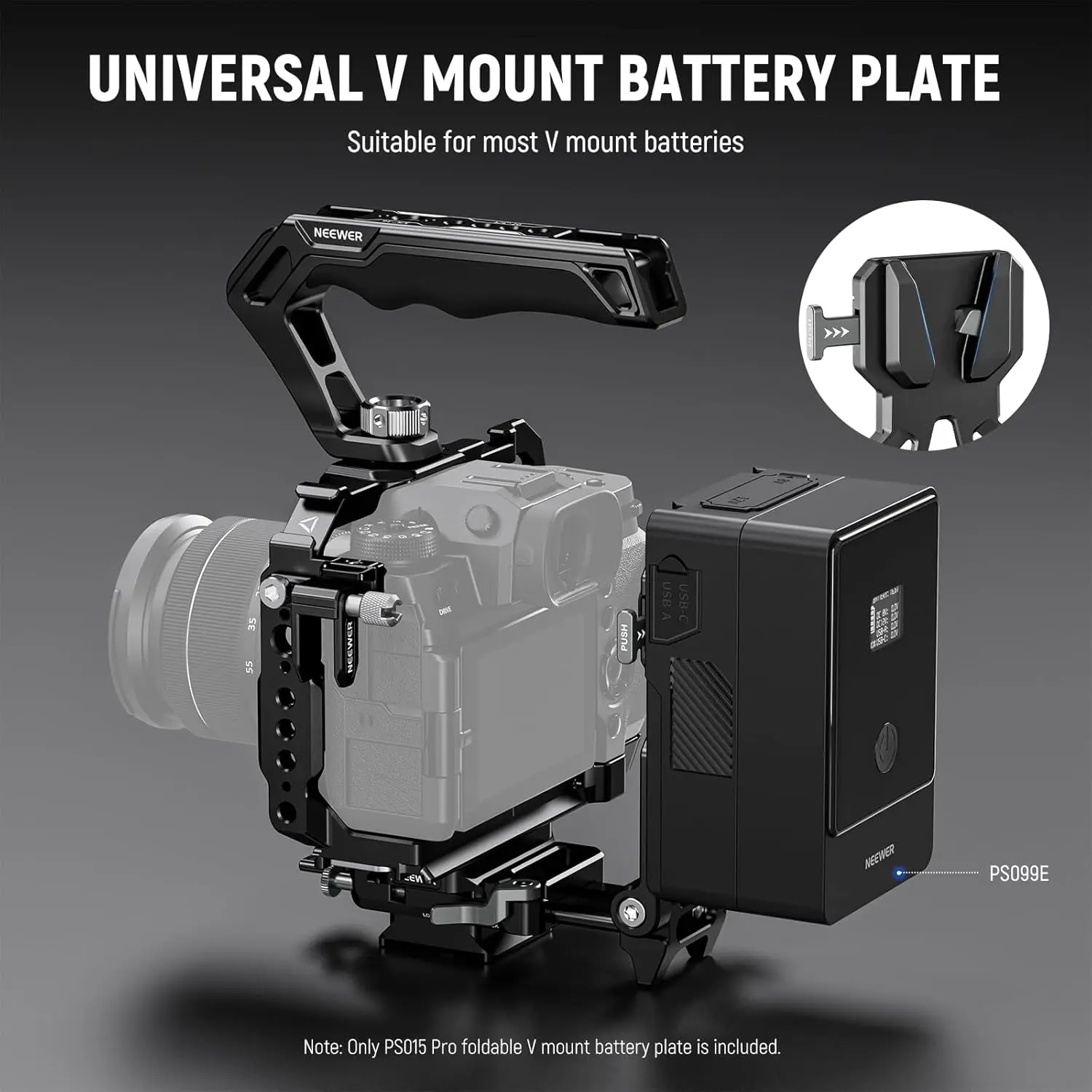 NEEWER faltbare V-Mount-Batterieplatte mit Arca-Schnellwechsel-Kamera-Grundplatte, leichtes Video-Rig für DSLR-Kameras – Detail 6
