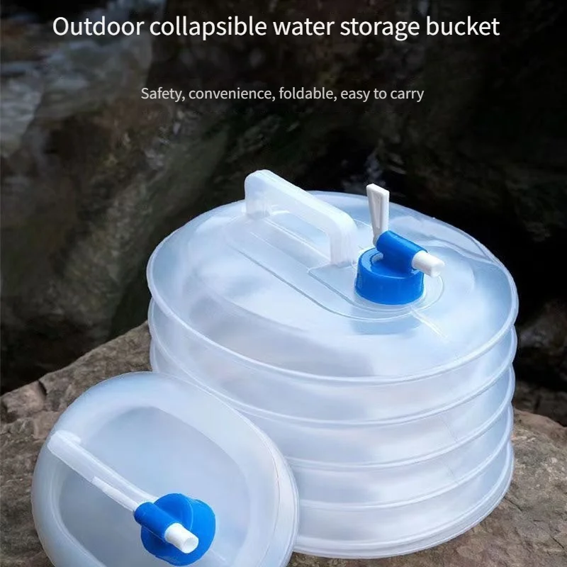 10L Thicken a piece of folded bucket  Outdoor road trip  Portable Large capacity  Multifunction  Portable faucet