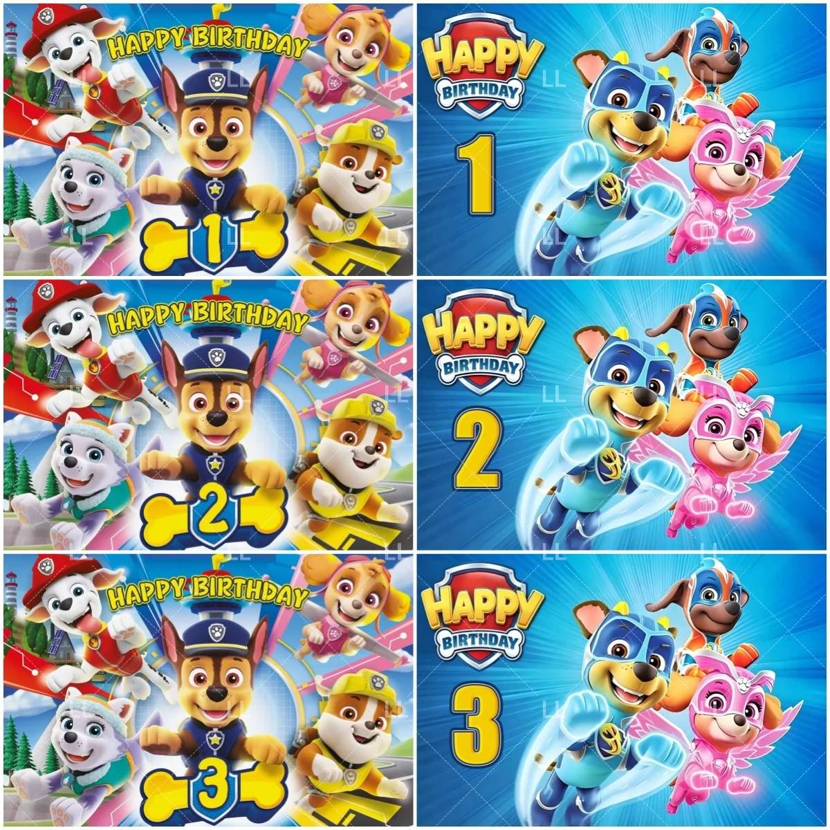 

3 4 5 6th Paw Patrol Birthday Party Decor Cute Dog Backdrop Cartoon Puppy Photography Background Baby Shower Supplies Kid Gift