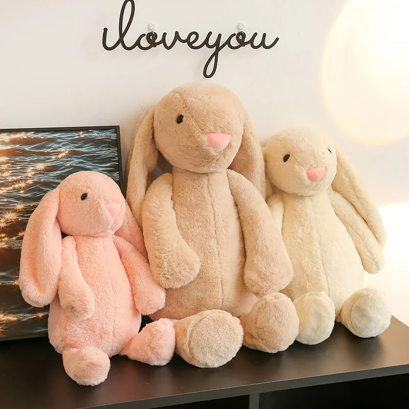 Cute Bunny Rabbit Plush Toy Body Pillow Cartoon Kawaii Fluffy Stuffed Rabbit Soft Decorative Body Pillow Stuffed Dolls Kid Gift