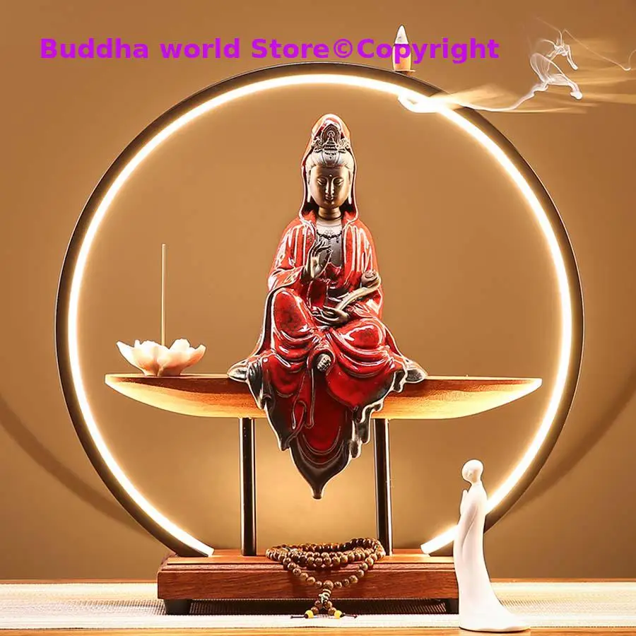 

HOME temple high grade Buddhist Buddha statue Buddha light Guanyin bodhisattva Ceramic statue bless safe health good luck