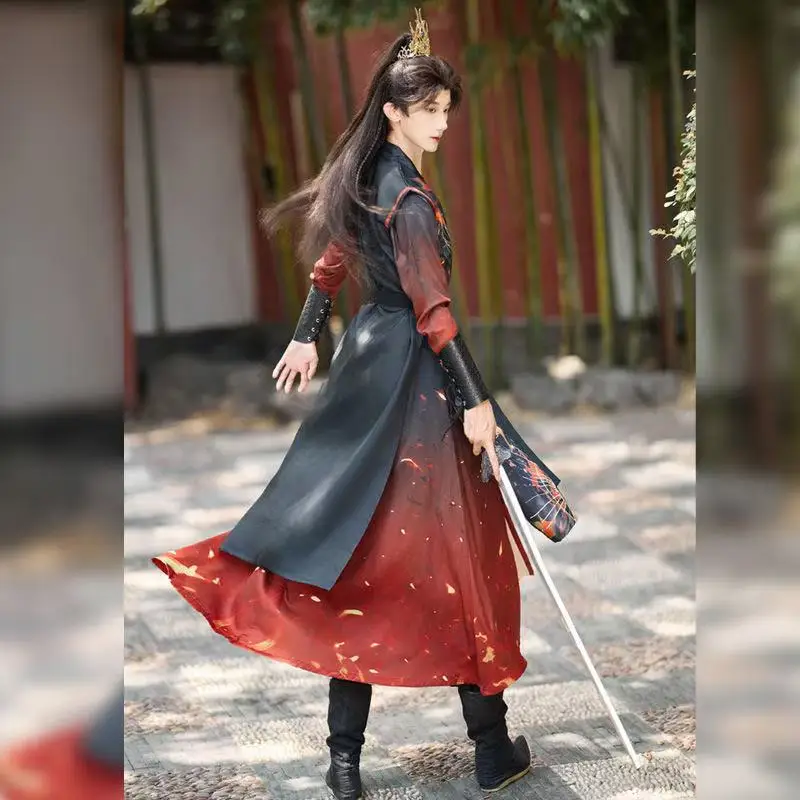 XXXL Large Size Hanfu Men Women Traditional Song Dynasty Long Shirt Beizi Skirt Halloween Event Swordsman Cosplay Costume Suit