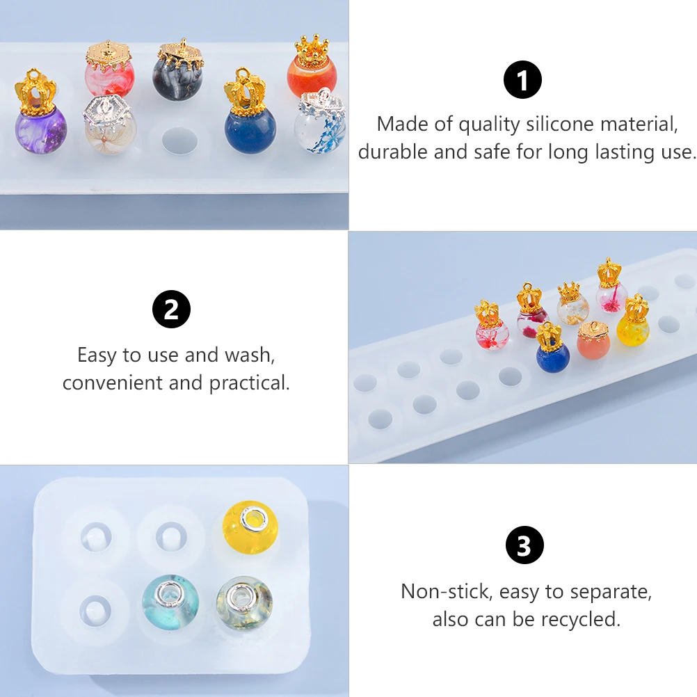 

3 Pcs Crystal Pendant Mold Hanging Mould Gems Reverse Ornament Simple DIY Silicone