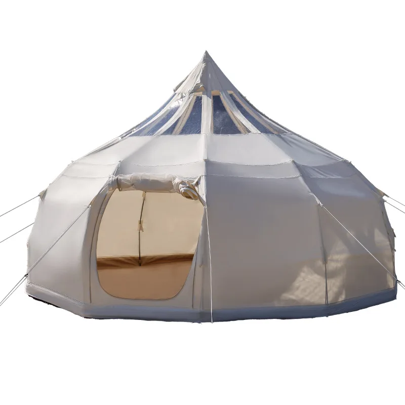 Outdoor water drop camping tent Large multi-person camp Round transparent roof Thickened four-season pyramid tent camping