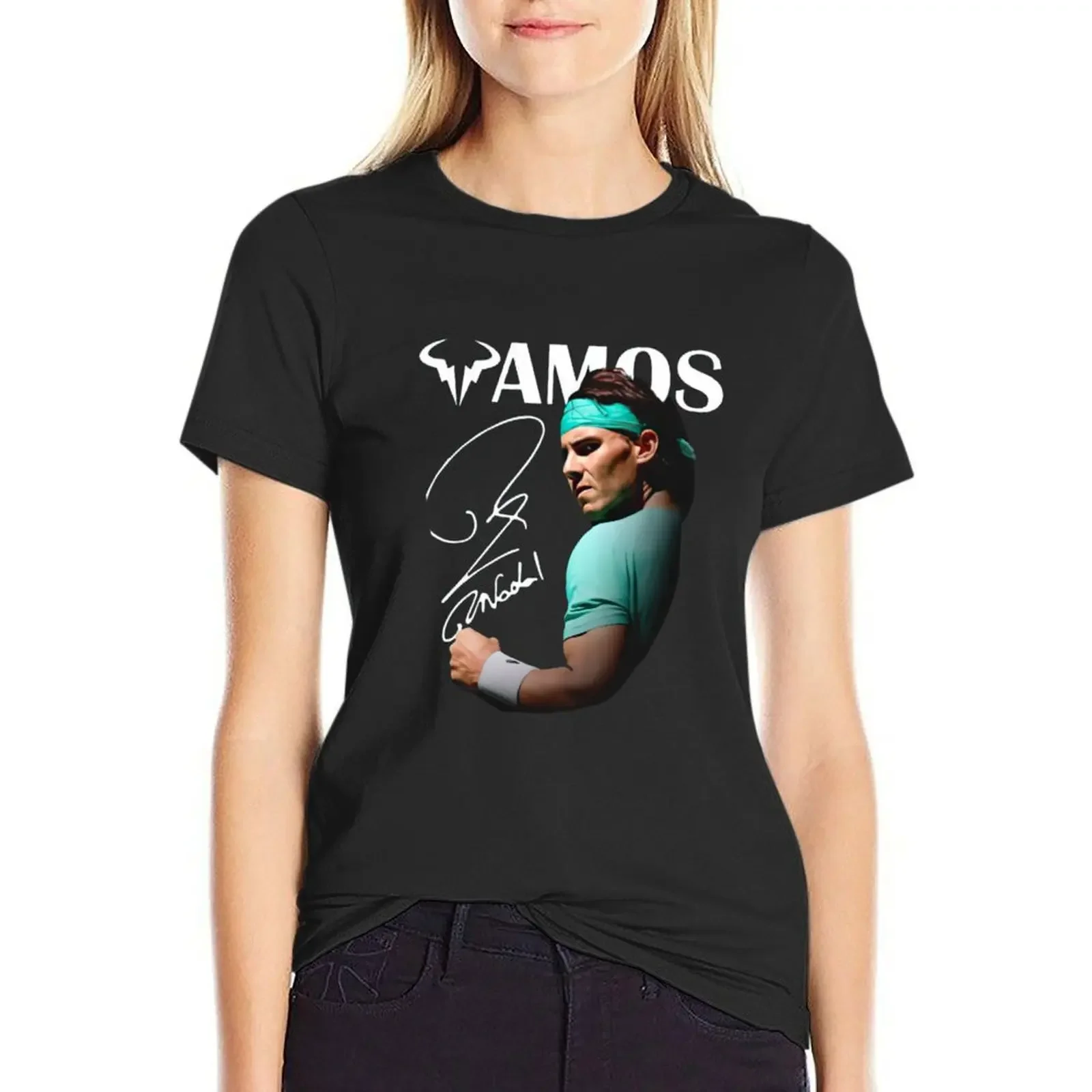 

Vamos Rafa Signal Tennis Sport USA Open Champs T-Shirt plain hippie clothes tees kawaii clothes Women's clothing