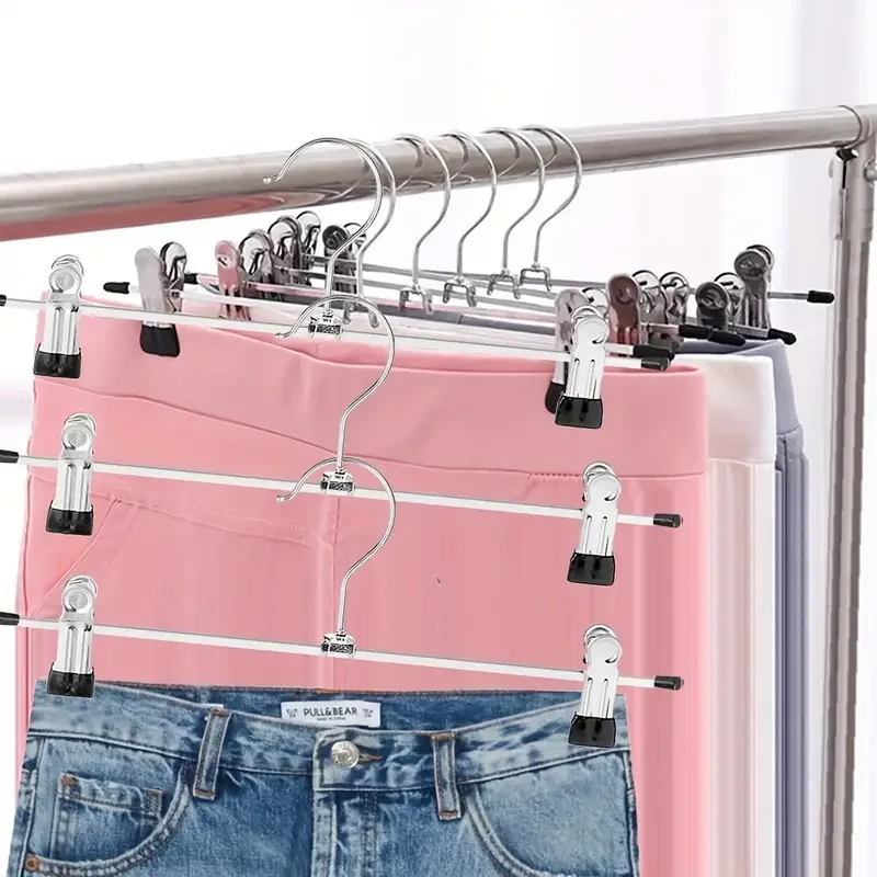 10pcs Galvanized Pants Clip Multi-functional Storage Home Stainless Steel Pants Frame Non-slip Mark Hanger Metal Skirt Clip