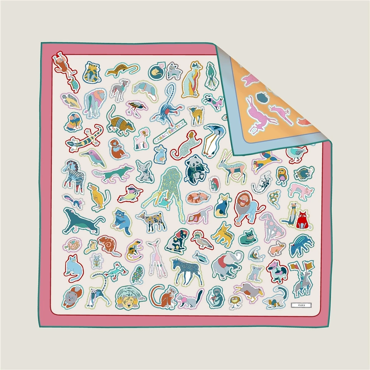 Sciarpa quadrata stampata animale in twill di seta a doppio lato da 90 * 90 cm da donna che viaggia Foulard Hijab