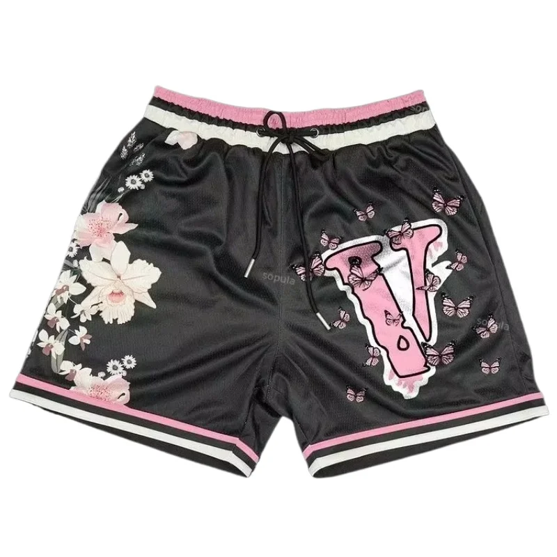 Trendy Brand Flower Art Sports Shorts Breathable Basketball Shorts Loose Sports Training Fitness Gym Fashion Quick-dry Shorts