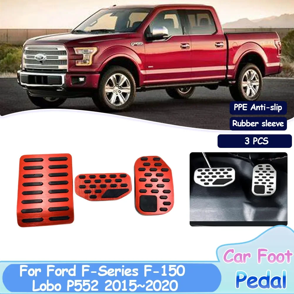 

Для Ford F-Series F-150 Lobo P552 2015 ~ 2020 автомобильные ножные педали, топливные тормоза, Нескользящие, без сверления, сплав, автомобильные накладки, аксессуары