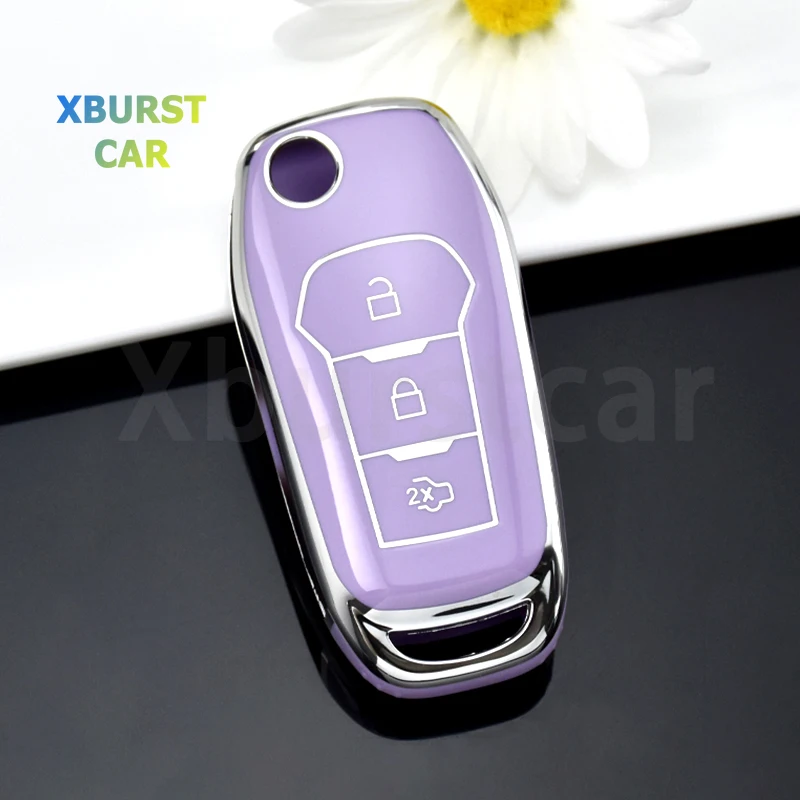 For Ford Ecosport Kuga Escort Everest Ranger F150 Fusion Fiesta Mondeo Soft TPU Car Flip Key Case Cover Shell Fob Accessories