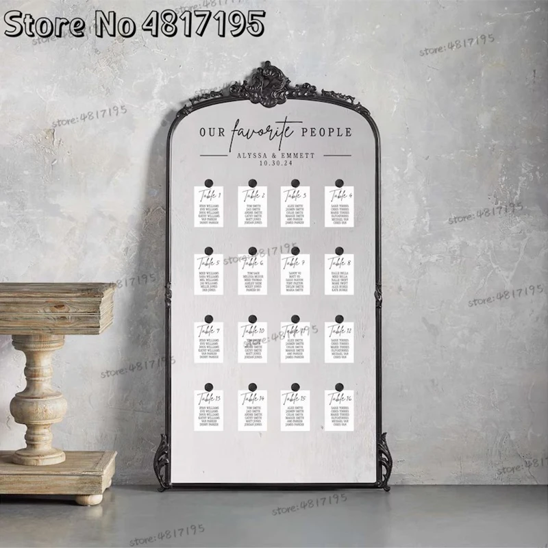 Our Favorite People Seating Chart Decal Wedding Seating Chart Header Decal For Mirror Personalized Name Welcome Vinyl Stickers - view 6