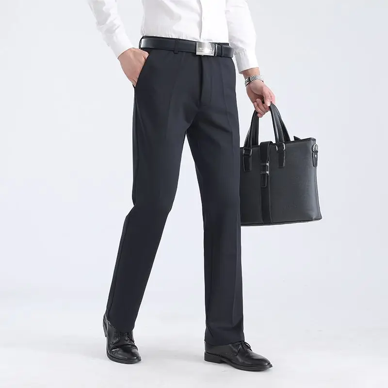 Straight Business Trousers for Men Stretch Elastic Baggy Social Tailoring Man Dress Suits Pants Chinese Homme Elegant New in Up