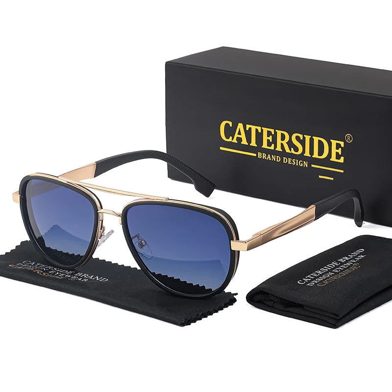 CATERSIDE Retro Polarisierte Piloten-Sonnenbrille für Herren, Metallrahmen, Federscharnier, Markendesigner-Sonnenbrille für Damen, zum Fahren, Angeln – Detail 8