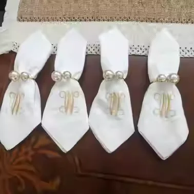 Bộ Hình Thêu Trắng Ăn Tối Vải Khăn Ăn, Trắng Tân Gia Món Quà Cưới Khăn Ăn